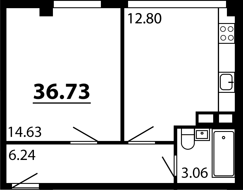 1-комн., 36.73 м²