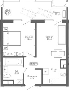 2-комн., 36.04 м²
