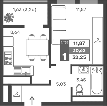 1-комн., 28.99 м²