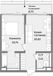 2-комн., 43.97 м²