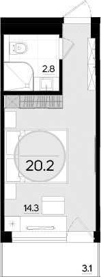 Студия, 17.1 м²