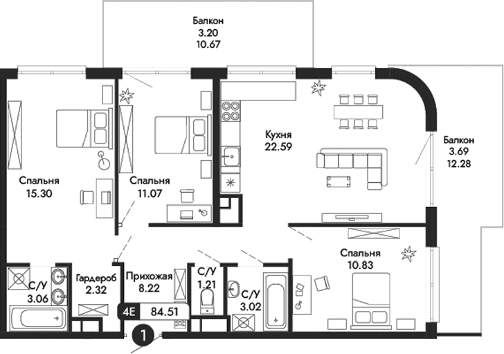 4-комн., 77.62 м²