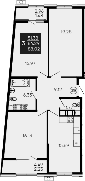 4-комн., 84.29 м²