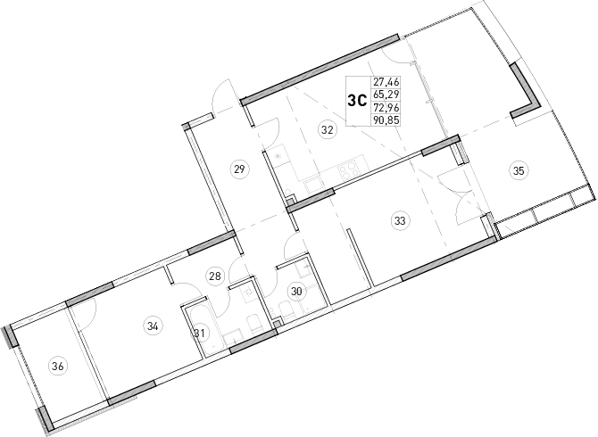 2-комн., 65.29 м²