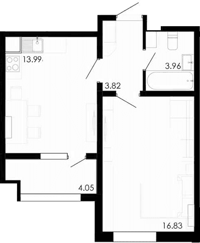 1-комн., 38.72 м²