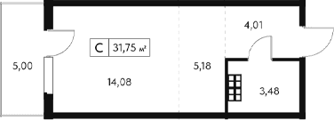 Студия, 26.75 м²