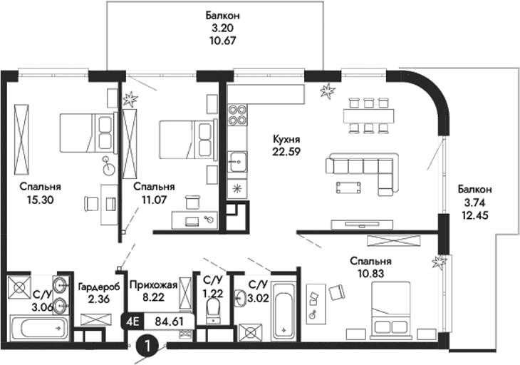 4-комн., 77.67 м²