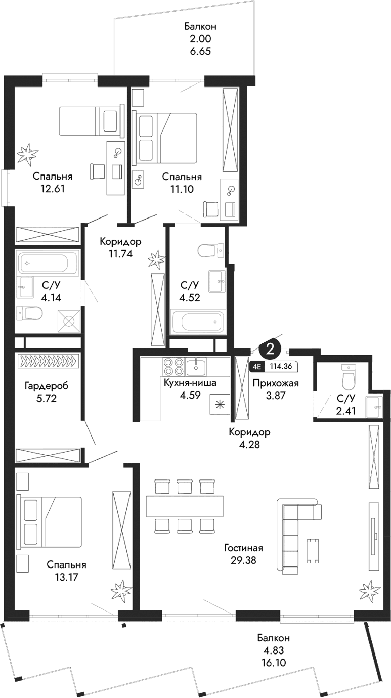 4-комн., 107.53 м²