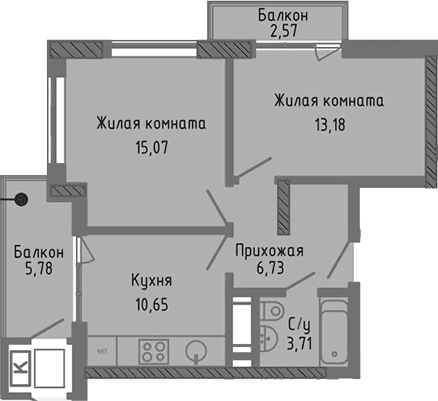 2-комн., 49.34 м²