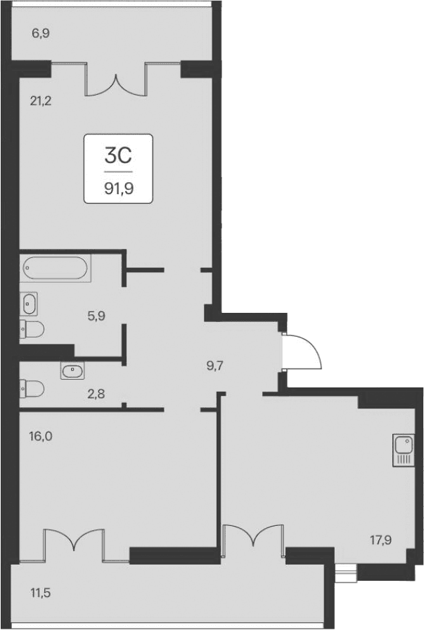 2-комн., 73.5 м²