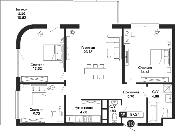 4-комн., 81.68 м²