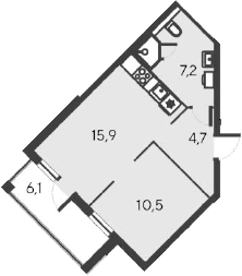 2-комн., 38.3 м²