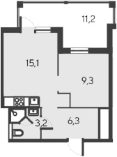 2-комн., 33.9 м²