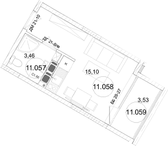 Студия, 18.64 м²