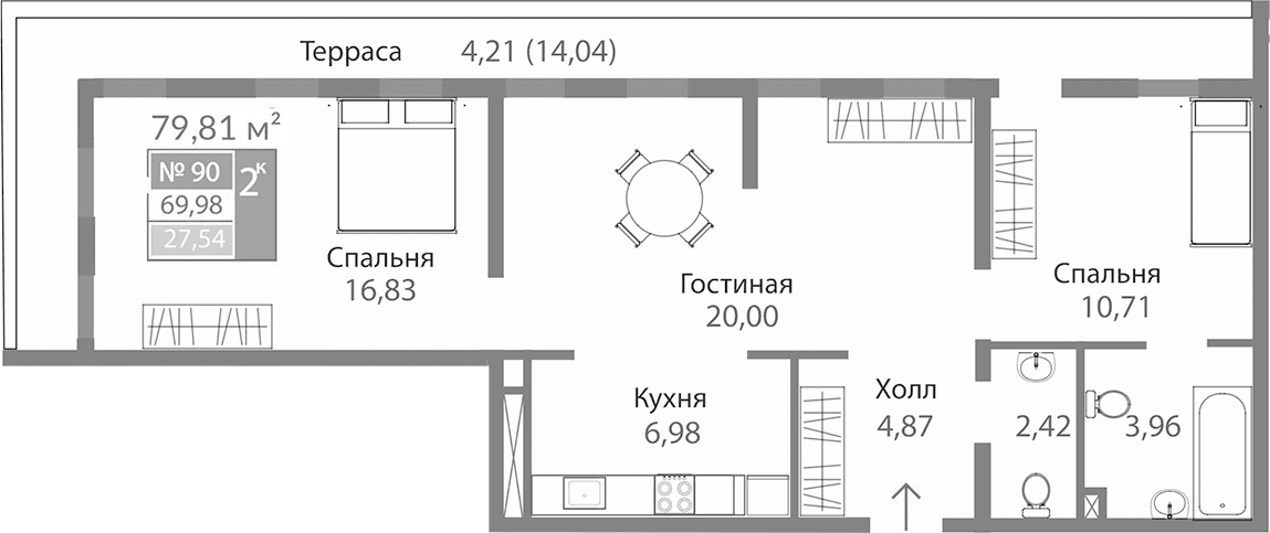 2-комн., 65.77 м²