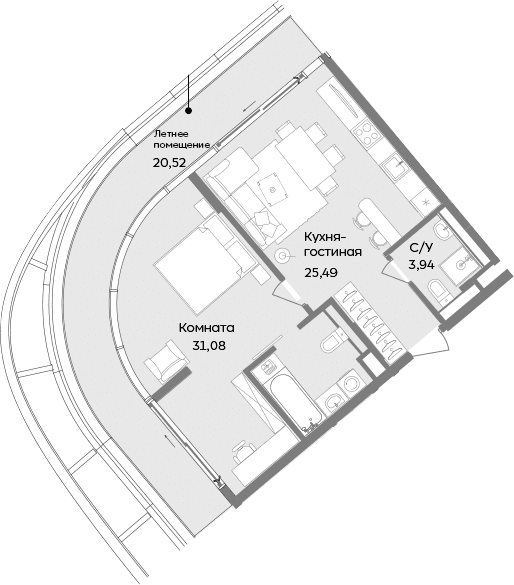 2-комн., 60.51 м²