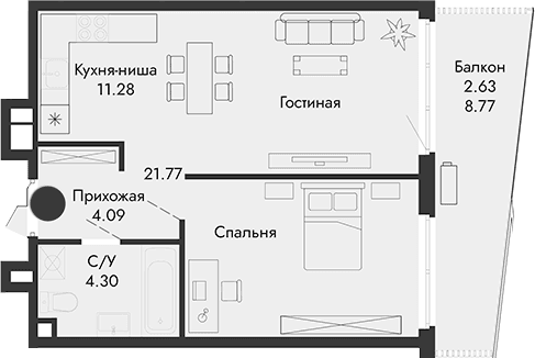 Своб. план., 41.44 м²