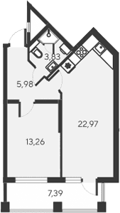 2-комн., 46.04 м²