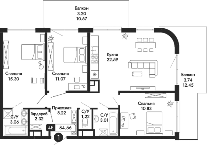 4-комн., 77.62 м²