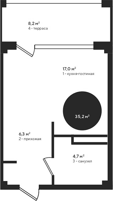 Студия, 28 м²