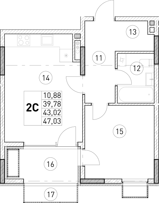 1-комн., 39.78 м²