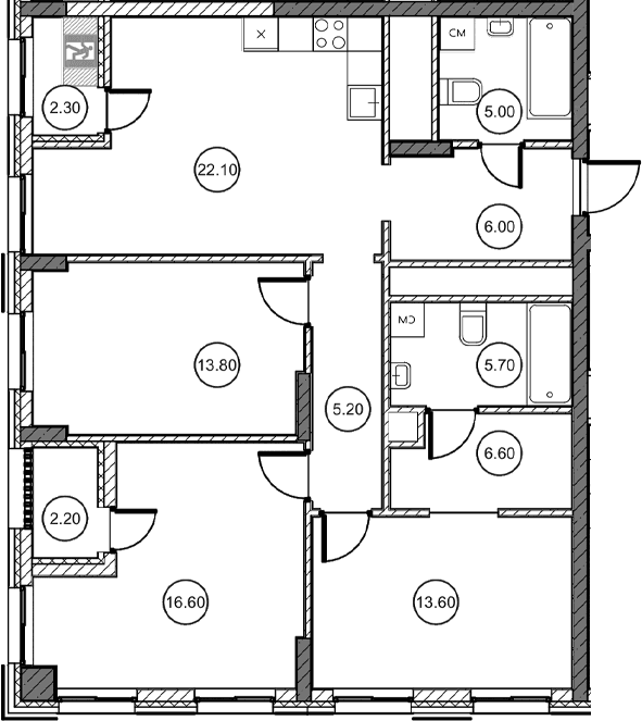 3-комн., 93.05 м²