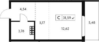 Студия, 26.11 м²