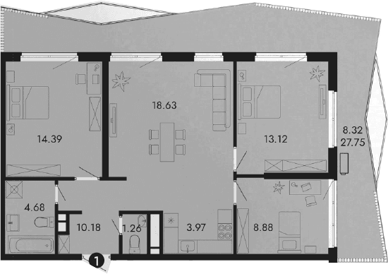 4-комн., 75.11 м²