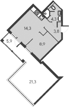 2-комн., 27 м²