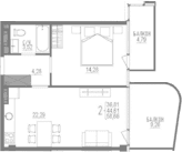 1-комн., 43.85 м²