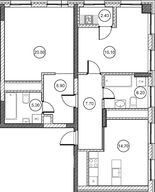 2-комн., 76.2 м²