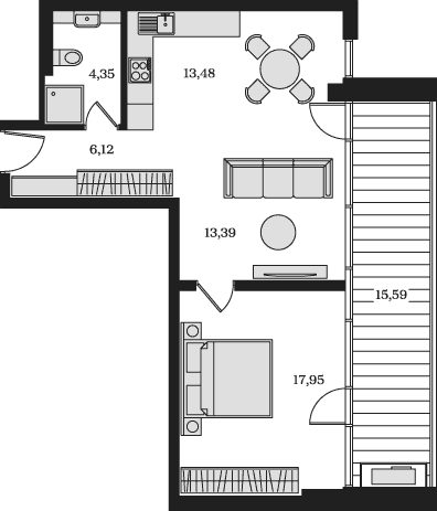 2-комн., 55.29 м²