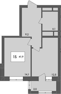 1-комн., 39.9 м²