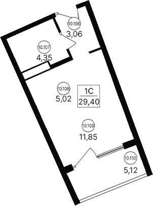 Студия, 24.28 м²