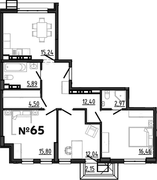 2-комн., 85.3 м²