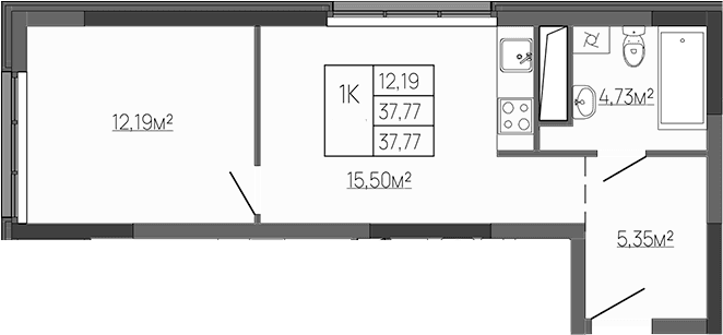 1-комн., 37.77 м²