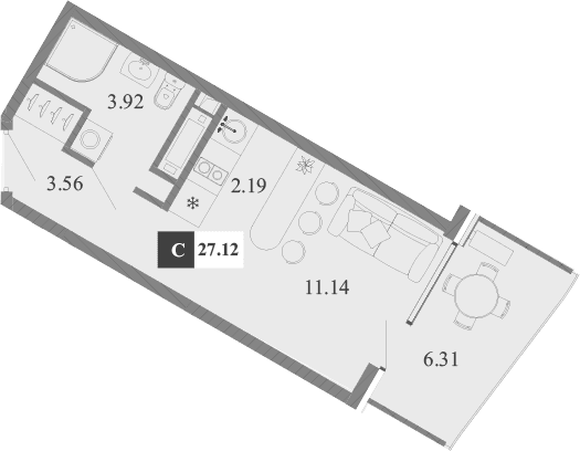 Студия, 20.81 м²