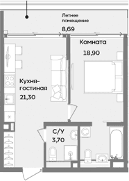 1-комн., 43.9 м²