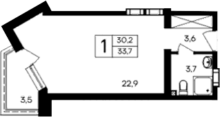 Студия, 30.2 м²