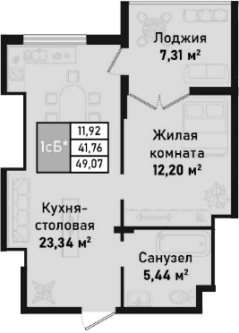2-комн., 40.98 м²