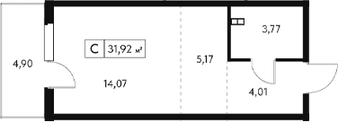 Студия, 27.02 м²