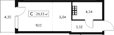 Студия, 21.83 м²