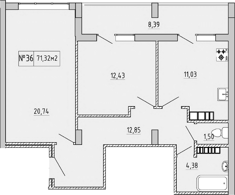 2-комн., 62.88 м²