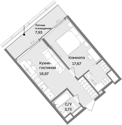 1-комн., 40.37 м²
