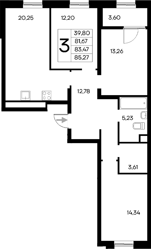 3-комн., 81.67 м²