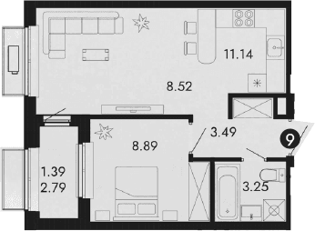 2-комн., 35.29 м²
