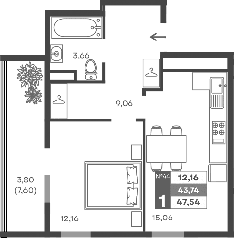 1-комн., 39.94 м²