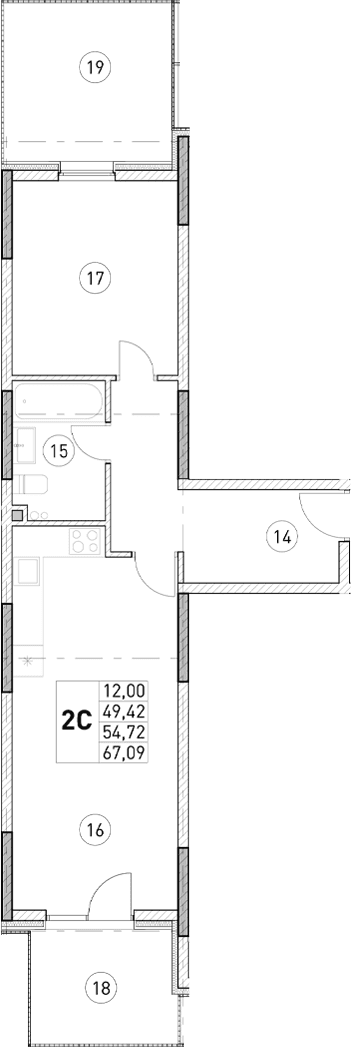 1-комн., 49.42 м²