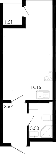 Студия, 22.32 м²