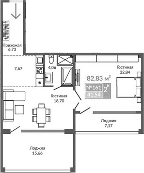 2-комн., 60 м²